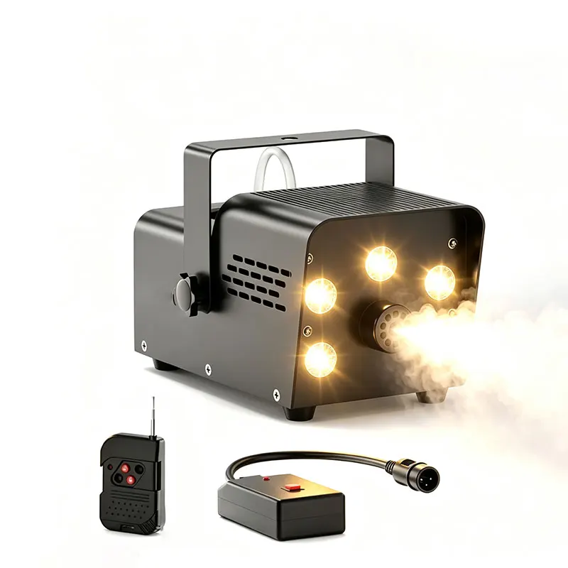 550W Fog Machine with 5LED Light Wireless Remote Control 4min Preheat 3m Spray Distance Portable Atmosphere Fogger No Fog Oil