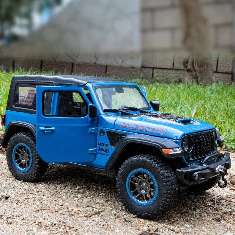 

1:24 Jeeps Wrangler Rubicon, модель автомобиля из сплава, литье под давлением, металлические внедорожники, модель автомобиля, звуковая и световая имитация, детские игрушки, подарок