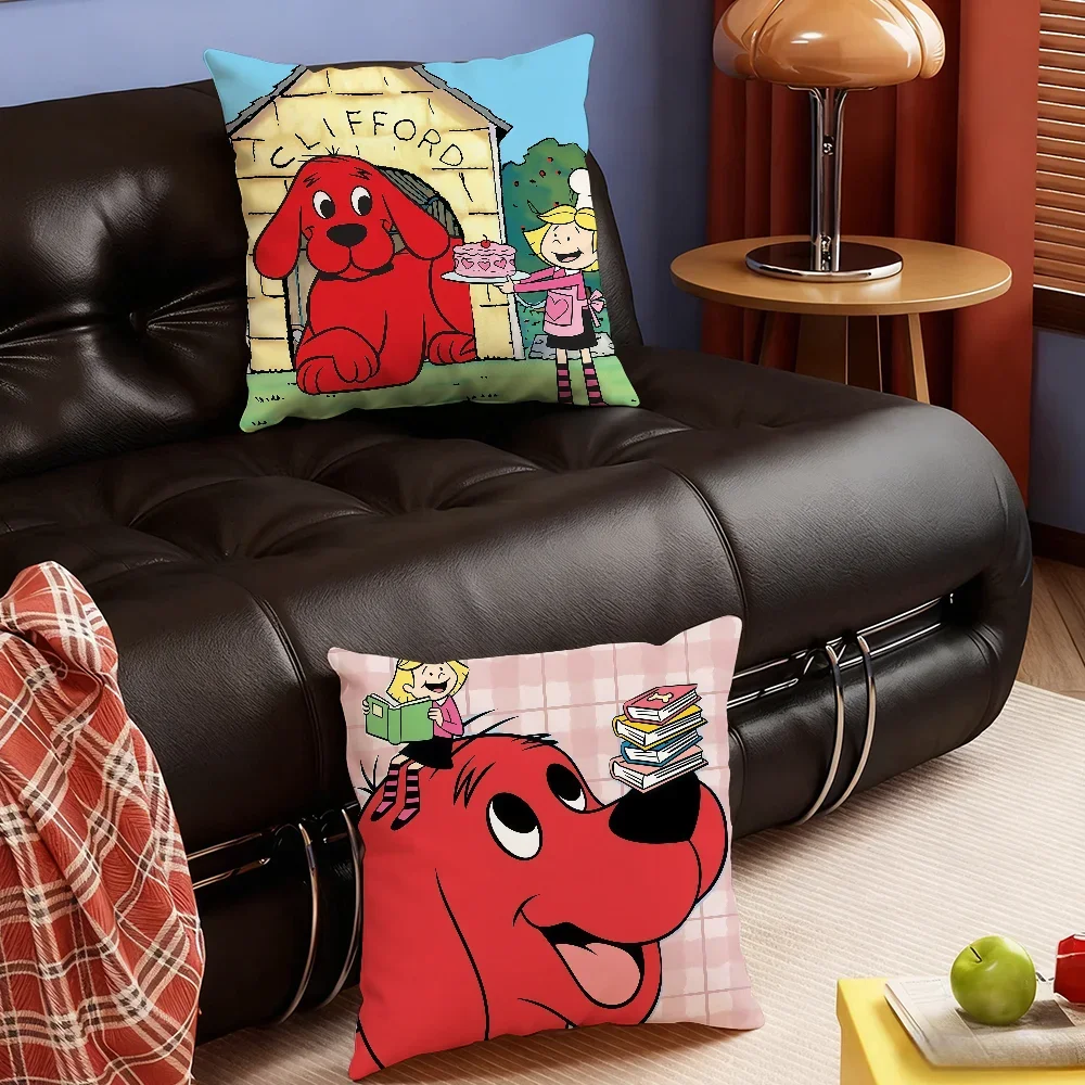 Cartoon C-Clifford the Big Red D-Dog cushion cover Soft Smooth Hidden Zipper Washable Decorative Couch Office Housewarming Gift