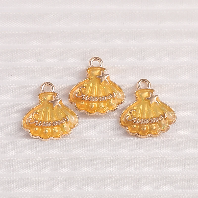 10 Stück 16x17mm Niedliche Emaille-Muschel-Anhänger für Schmuckherstellung, Ohrhänger, Halsketten, Armbänder, DIY-Bastelzubehör – Detail 5