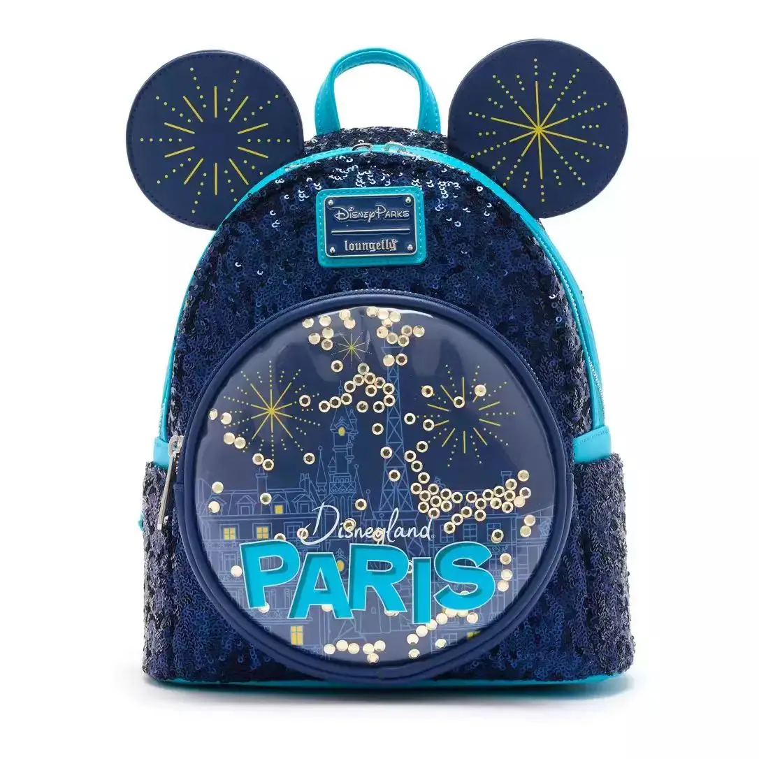 New Loungefly Disney Mickey Mouse Seiqun Women's Backpack Mickey Ear Flash Cosplay Leisure Travel Bag Mini Children's Schoolbag