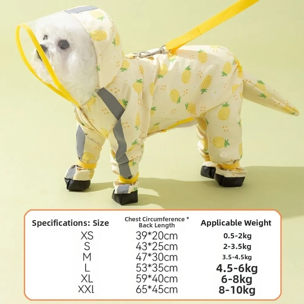 Waterproof Dog Hooded Raincoat Reflective Towable Four Leg Raincoat Removable Tail Cover Windproof Small Dog Clothes Corgi