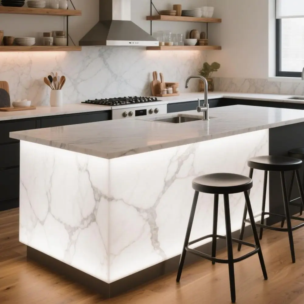 لوحات إضاءة خلفية LED مرنة مكونة من 4 قطع 36 وات 6000 كلفن للحجر الطبيعي/الكوارتز، 19.3 × 9.6 (بدون مصدر طاقة) #3