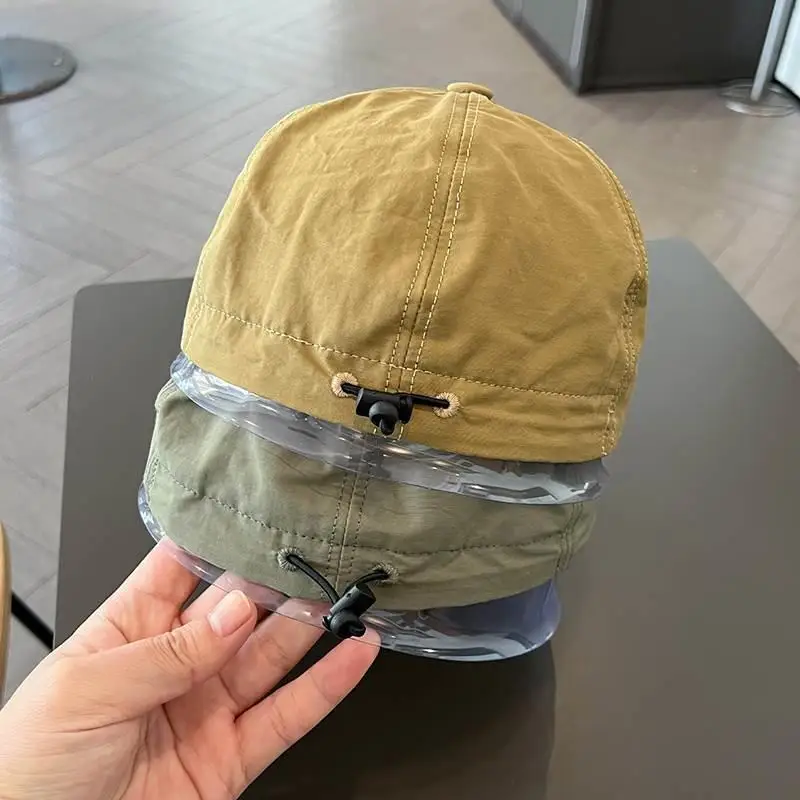 American Retro Khaki Quick Dry Short Brim Baseball Cap Unisex Street Style Full Sealed Mouth Sunguard Hat for Men And Women