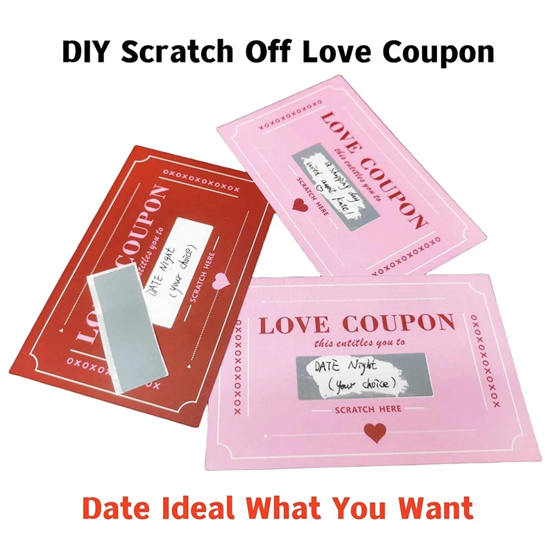 Scratch-Off Love Coupons, 20 Pieces, DIY Valentine's Day Love Coupons, Creative Birthday Gifts For Boyfriends