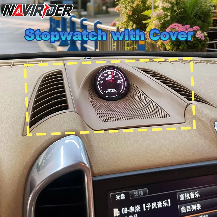 Yes LCD Stopwatch With Cover For Porsche Cayenne/Panamera/Macan Interior Dashboard Central Clock Compass Time Electronic Meter