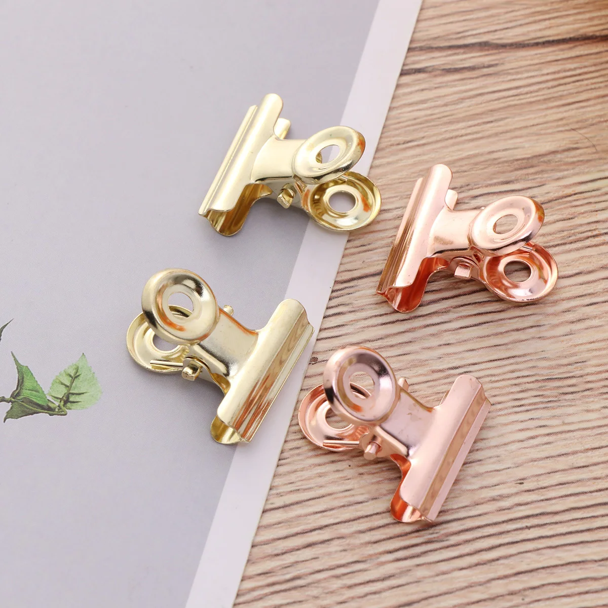 

40 Pcs 20mm Stainless Steel Binder Clip Office Supplies Stationery Metal Paper Clips for School（Rosy Gold + Gold）