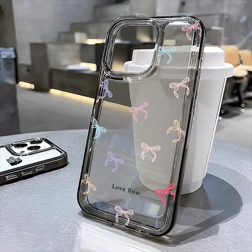 

Hot pbow pattern transparent phone case,suitable for iPhone 16, 16Pro, 16Pro Max, 16Plus to 11, 12, 13, 14, 15 series