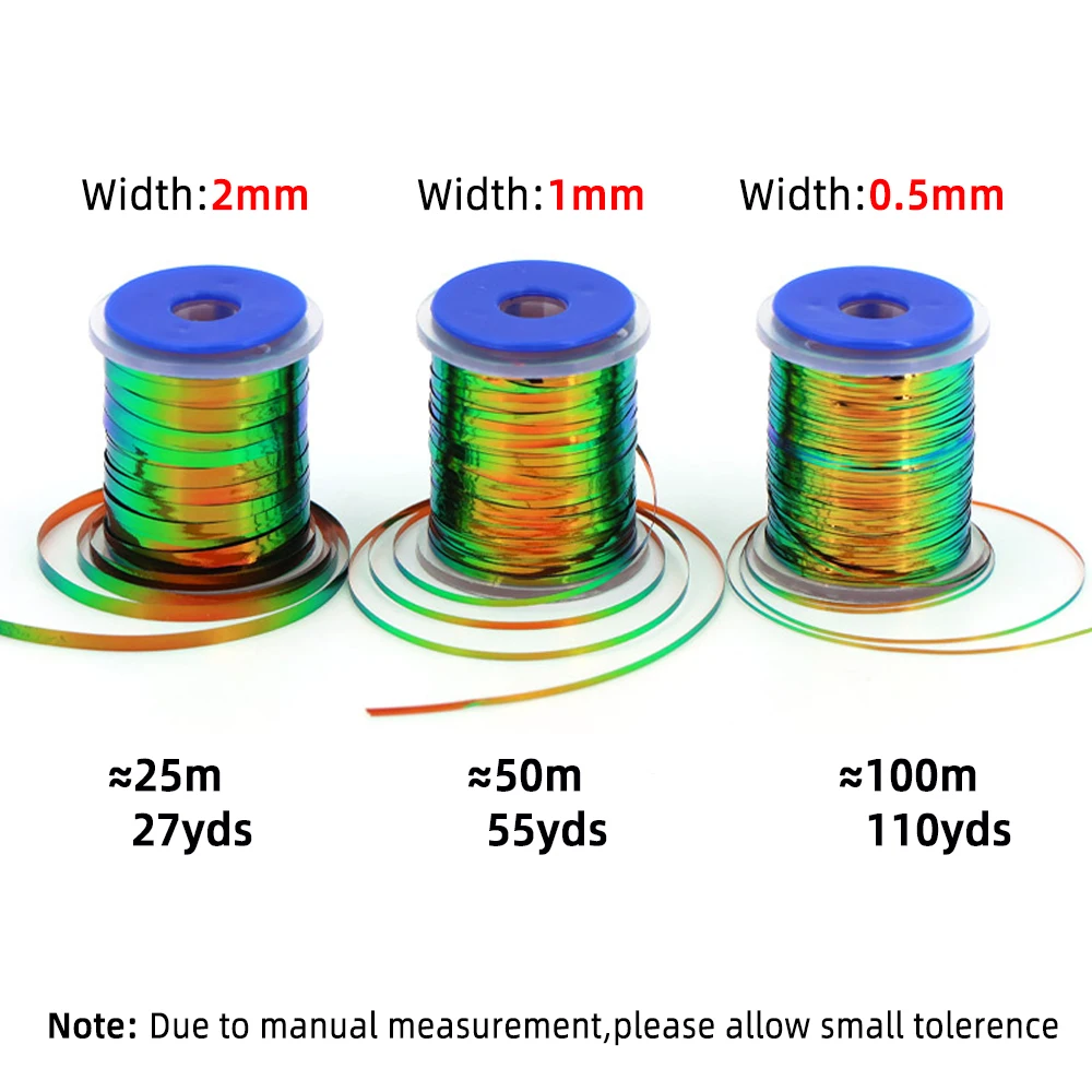 0.5mm 1mm 2mm Peacock Green/Orange Metallic Mylar Two Tones Flat Tinsel Fly Tiing Material for Nymphs Midges Wet Flies Body — zdjęcie 4
