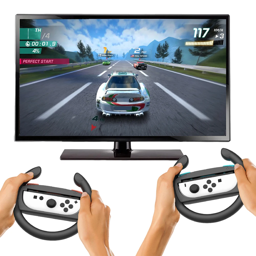 

2Pcs Racing Steering Wheels for Switch 2 Controller Gamepad Game Grip Handle with Anti Slip and Scratch Resistant Silicone Pad