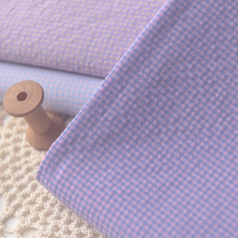 Tessuto in cotone poliestere con motivo a quadri 2mm x 2mm per sciarpa pantaloncini camicia, 140x50cm