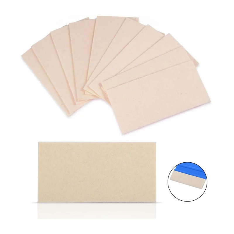 6/12pcs Spare Wool Felt Cloth for 4 Inch Wrap Squeegee No Scratch Scraper Felt Carbon Foil Car Wrapping Window Tint Tools