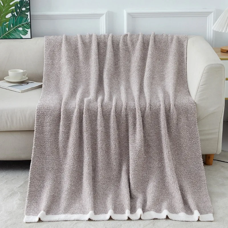 1PC Half-edge Plush Blanket New Soft Home Decoration Knitted Blanket Thickened Home Textile Modern Simple Solid Color