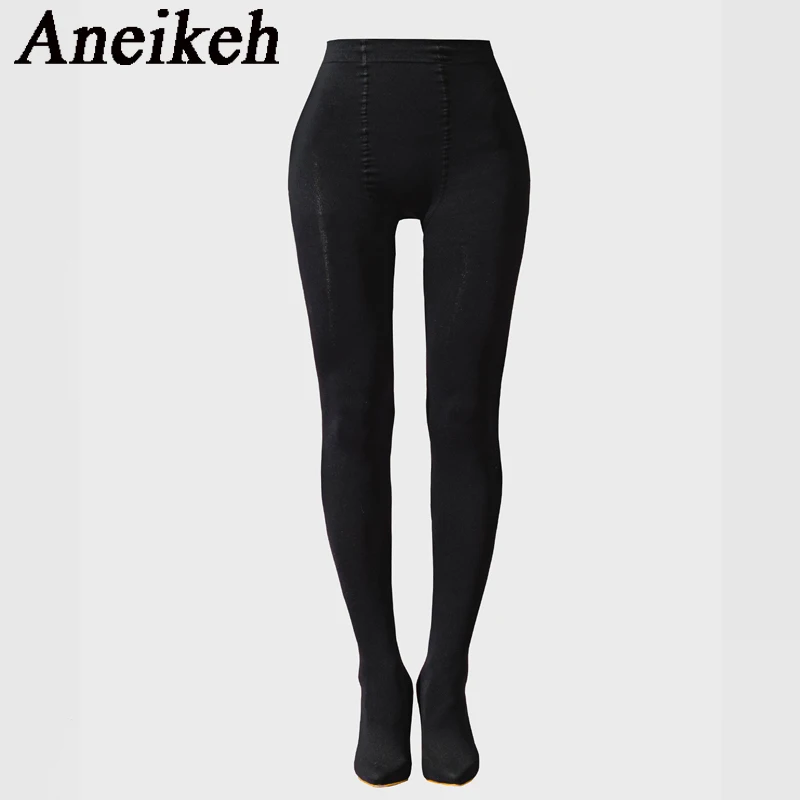 Aneikeh Sexy Stretch Fabric Over The Knee Boots Women Fashion Pantyhos street Thigh High Shoes Party Nightclub Stripper Heels