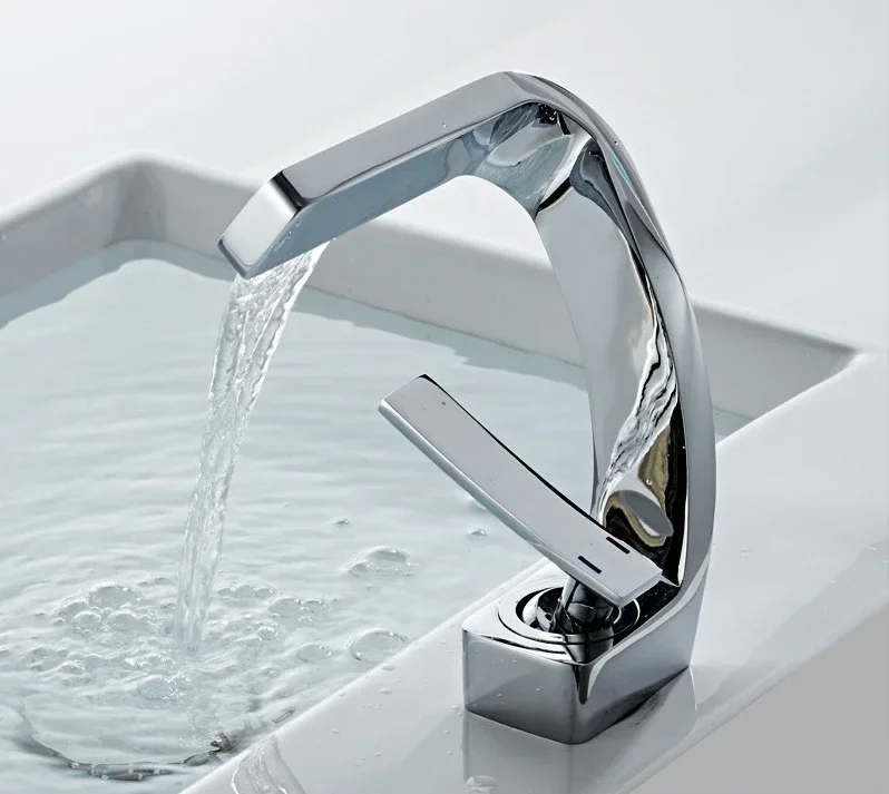 

Прочный гостиничный медный смеситель для раковины, легкий люкс, золотой, креативный, с эффектом водопада, для дома, с одним отверстием, для умывальника/раковины