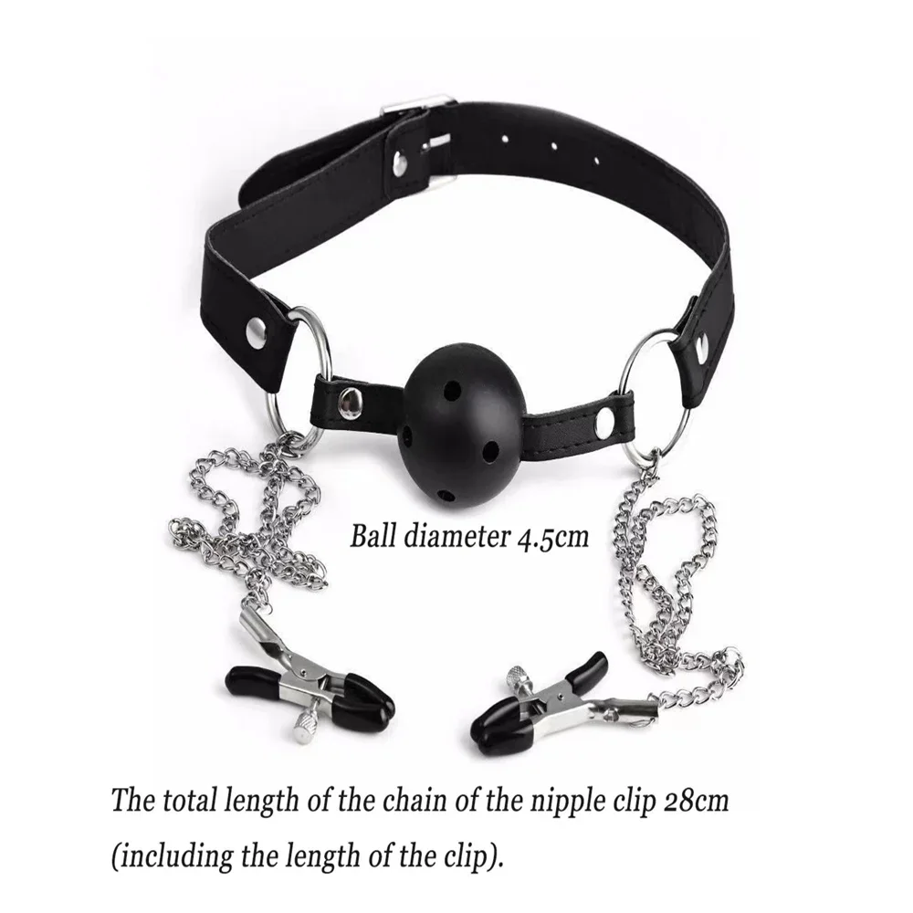 BDSM الجنس عبودية قيود الثدي مع الكرة الكمامة الحلمة المشابك عبودية تسخير الجنس لعب للنساء الكبار مثير الصدر SM ألعاب