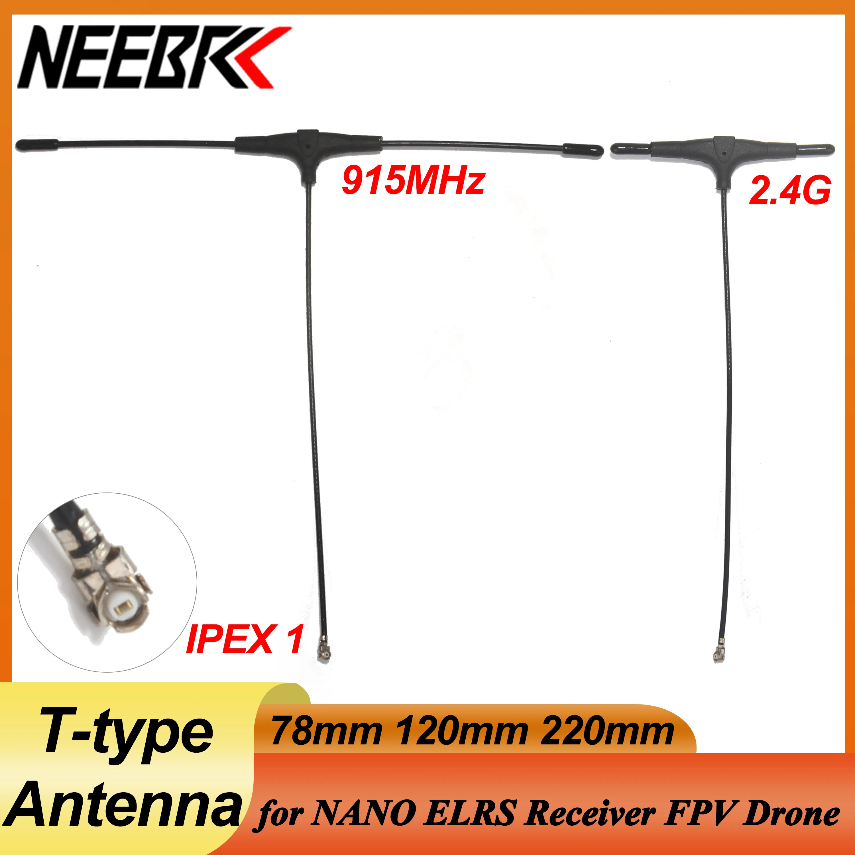 2PCS 78/120/220mm 915MHz 2.4G T-type Antenna IPEX 1 IPEX1 for FPV Drone TBS CROSSFIRE FRSKY R9mm R9MX ELRS Nano EP1 RX Receiver