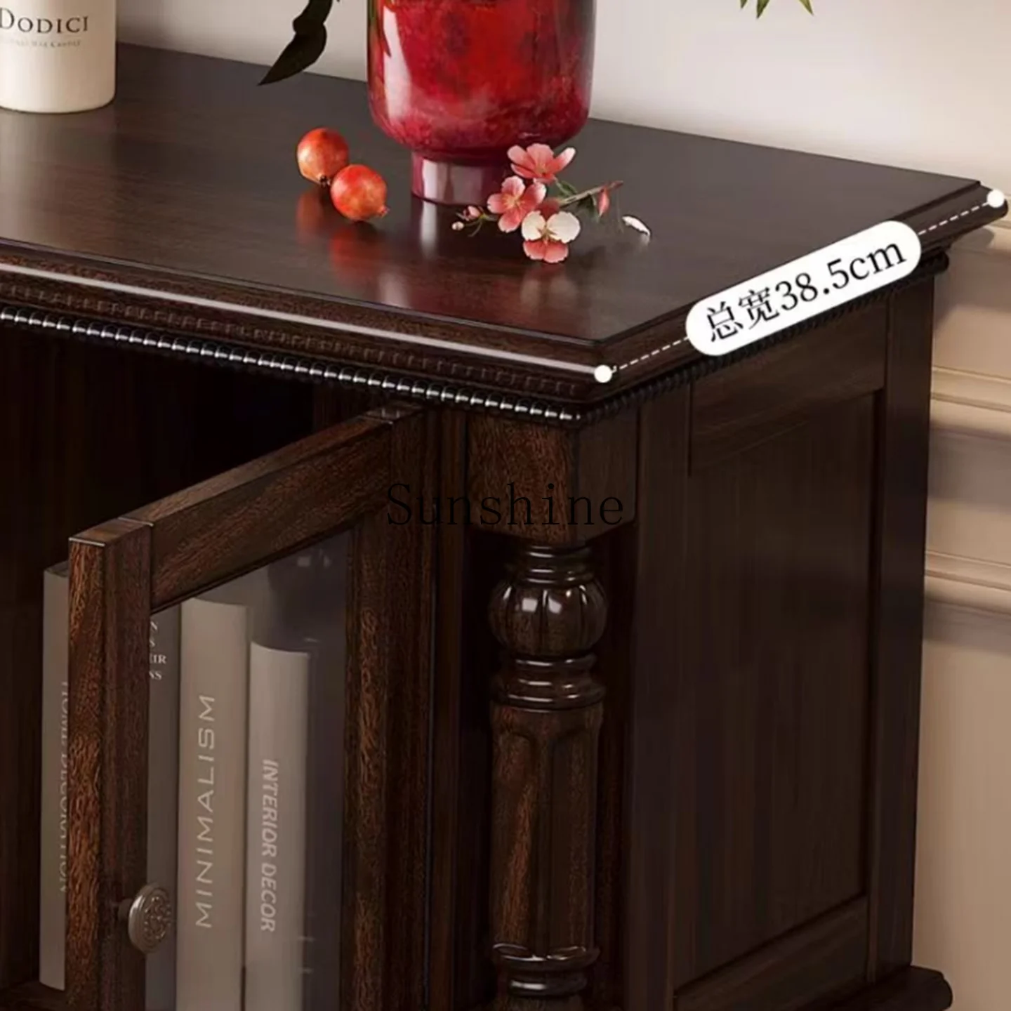 American rural solid wood dining side cabinet retro old villa living room decoration storage