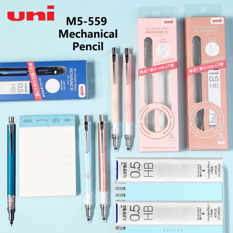 

New Uni M5-559 Mechanical Pencil HB Lead Set Kuru Toga Advance Self Turning Anti-Breakage Auto Pencils Aesthetical Gift lapices