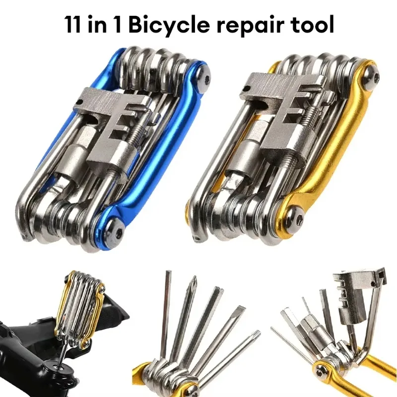 

Hot Sale Portable 11-in-1 Mountain Bike Wrench Screwdriver Chain Hexagonal Spokes Multipurpose Bike Repair Kit Tools