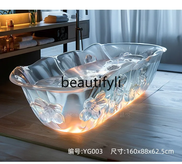 Transparent Bathtub Custom Villa B & B Hotel Couple Independent Crystal Corrugated Resin Bathtub