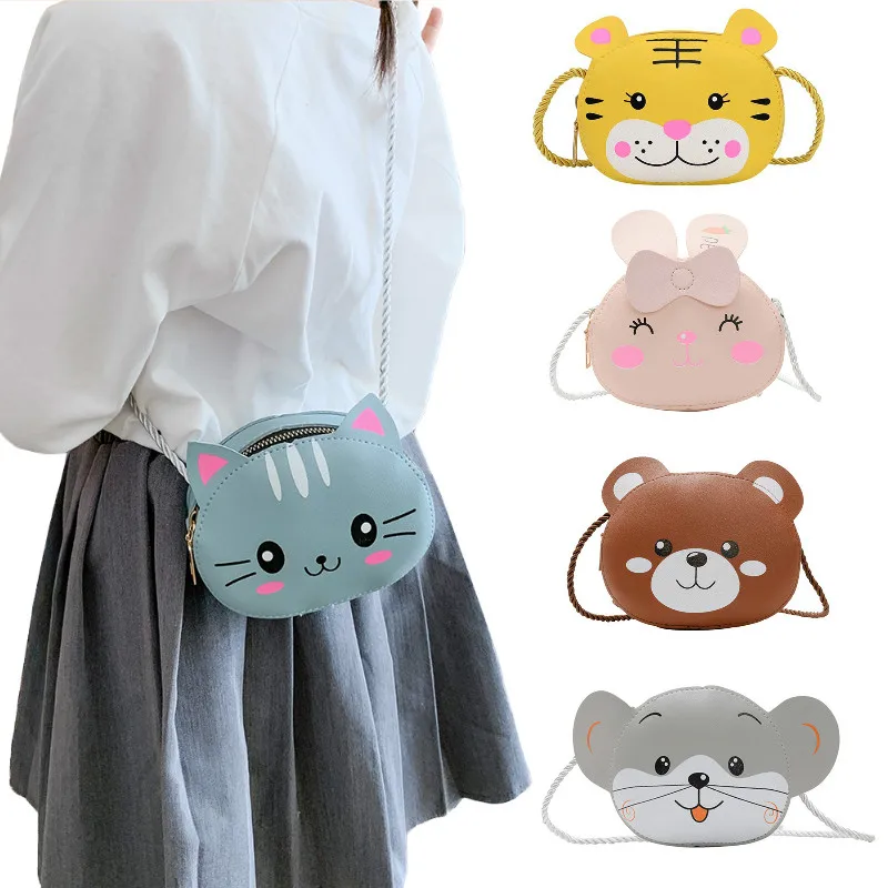 Mini Crossbody Bag for Children Cute Cartoon Cat Baby Girls Shoulder Bags Boys Kids Small Coin Purse Handbags Wallet