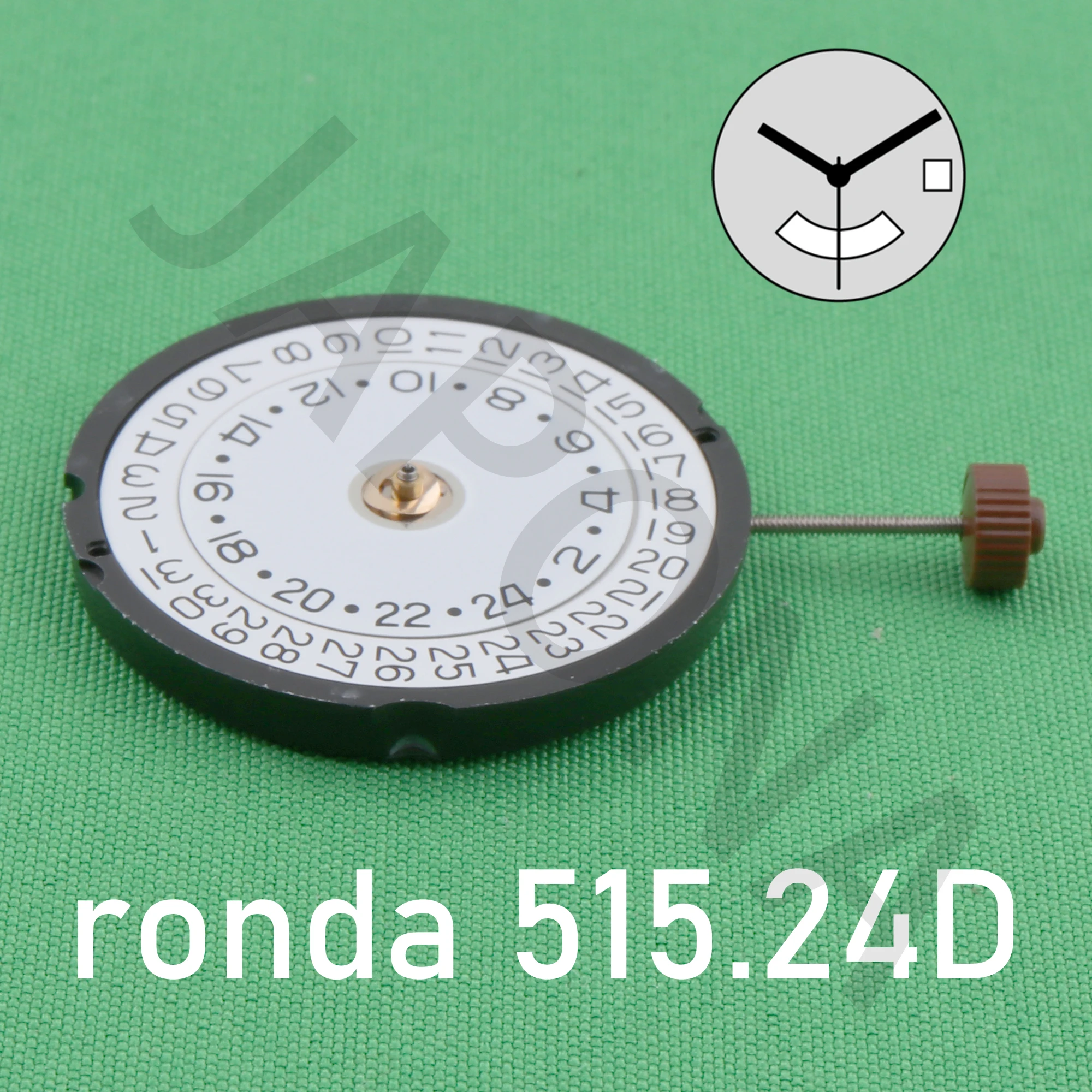 randa 515.24 movement Swiss normtech 3 hands quartz movement with date,24 hours by disc - GMT function ronda 515