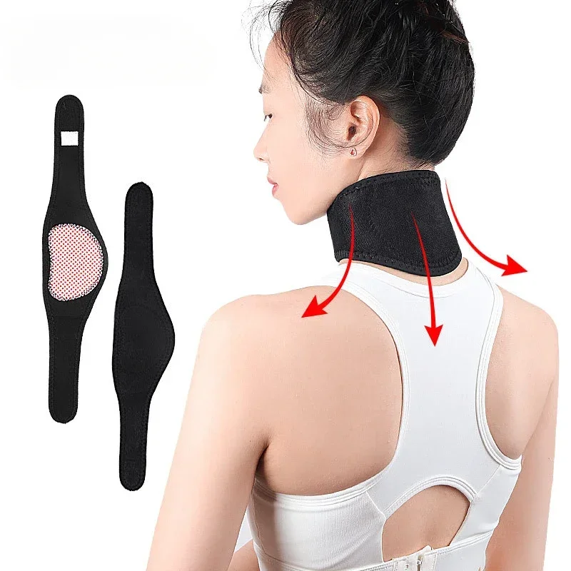 1Pc Self-heating Tourmaline Neck Magnetic Therapy Support Tourmaline Belt Wrap Brace Pain Relief Cervical Vertebra Protection