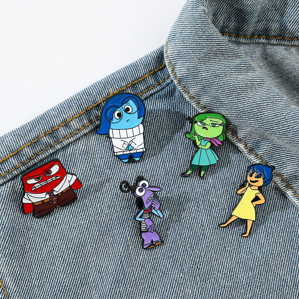 5 buah mode dalam keluar bros lucu karakter kartun Enamel Pin logam lencana perhiasan pakaian ransel aksesoris hadiah