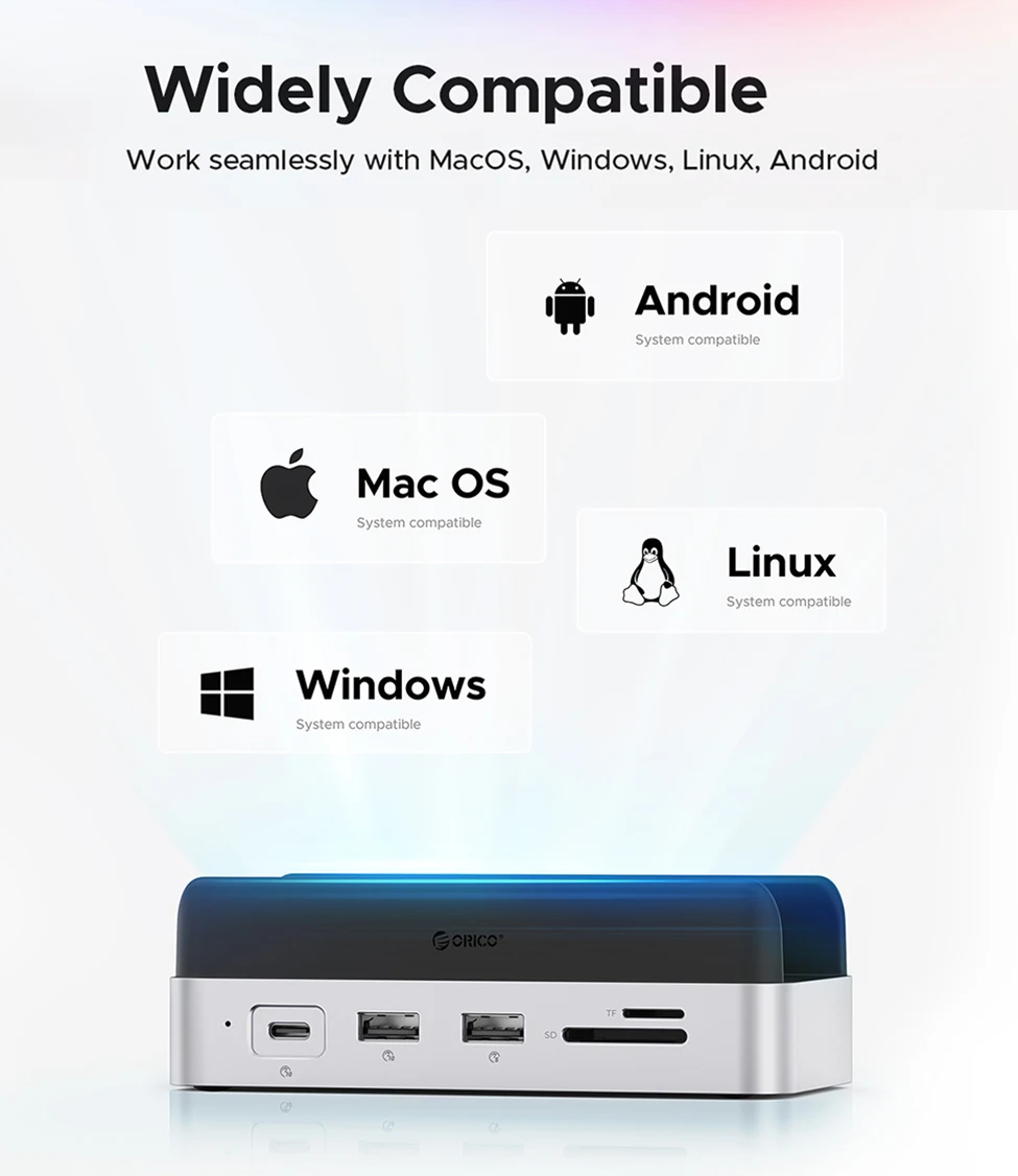 ORICO Mini Dock Station Multi Port Hub USB C Splitter Expansion M2 SSD Case Storage with 512GB 1TB 2TB 4T for Mac Mini M4/M4 Pro