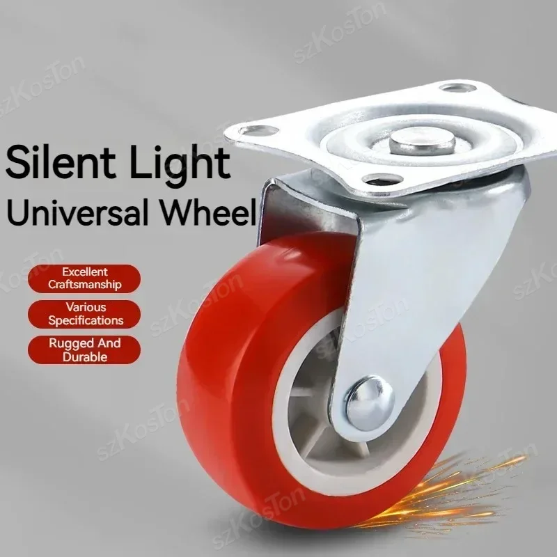 4Pcs/lot 1-2inch Furniture Caster PVC Red Universal Wheel Swivel Caster Roller Wheel For Platform Trolley Accessory