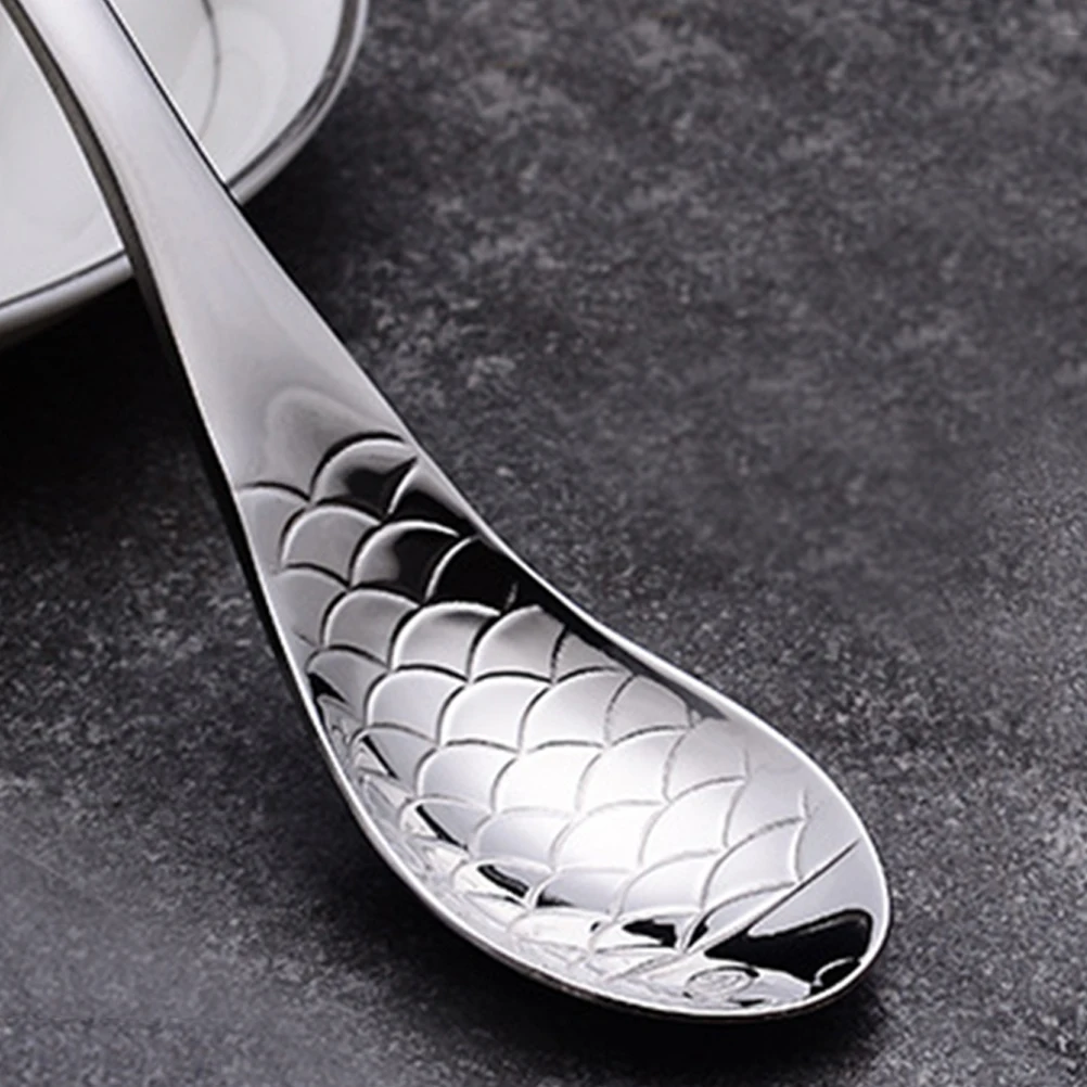 

2Pcs Elegant Fish Design Stainless Steel Spoons for Soup Desserts Porridge Soup Spoon Spoons Silverware