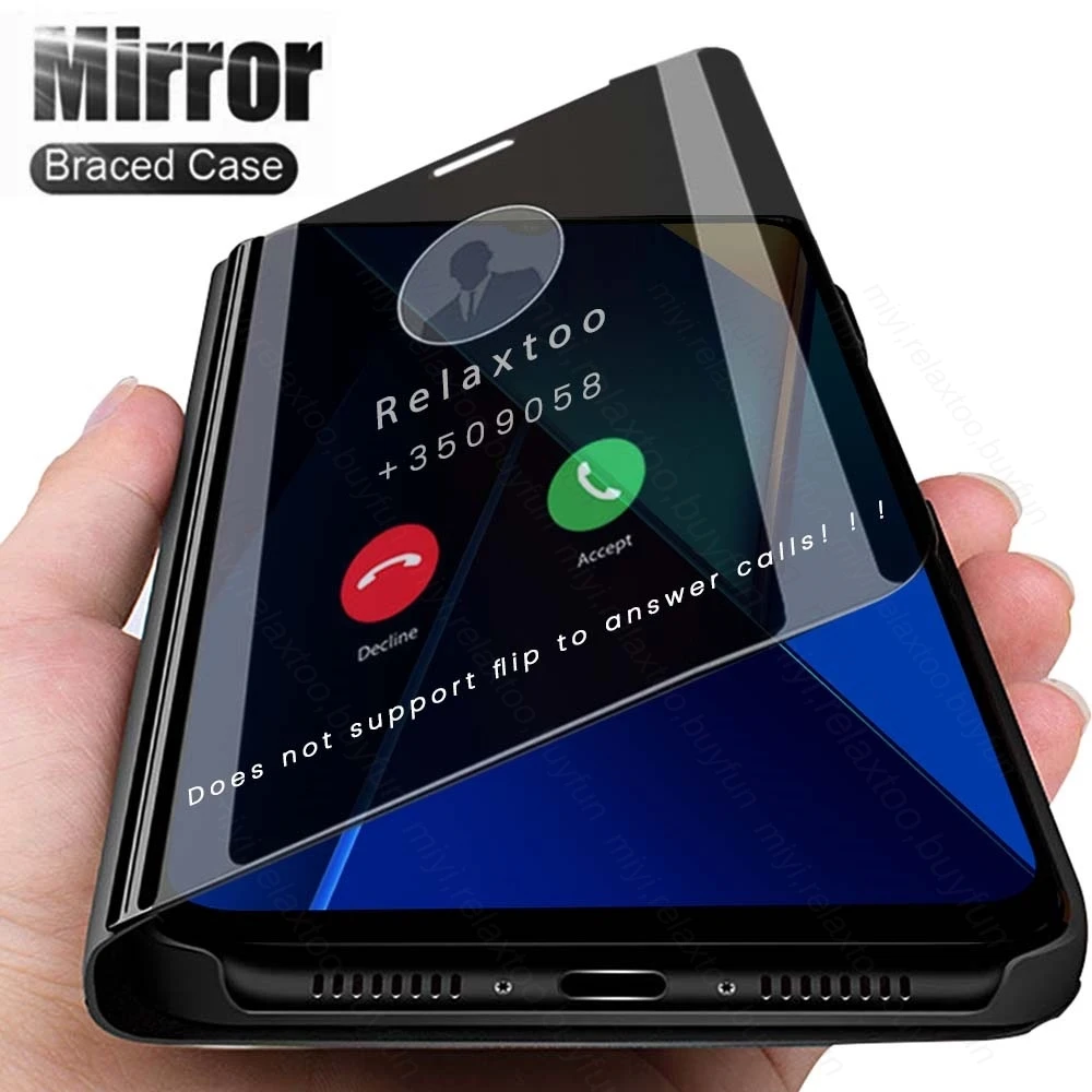 PocoC65 4G Case Smart Mirror Leather Flip Cover For Xiaomi Poco C65 4G Magnetic Book Stand Coque Redmi13C Redmi 13C 13 C C13 4G