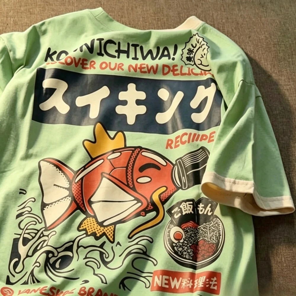 Japanisches Cartoon-Karpfenmuster 3D-Druck Atmungsaktives Schnelltrocknendes Herren-T-Shirt in Übergröße Outdoor Street Casual Y2k Eltern-Kind-Kleidung – Detail 4