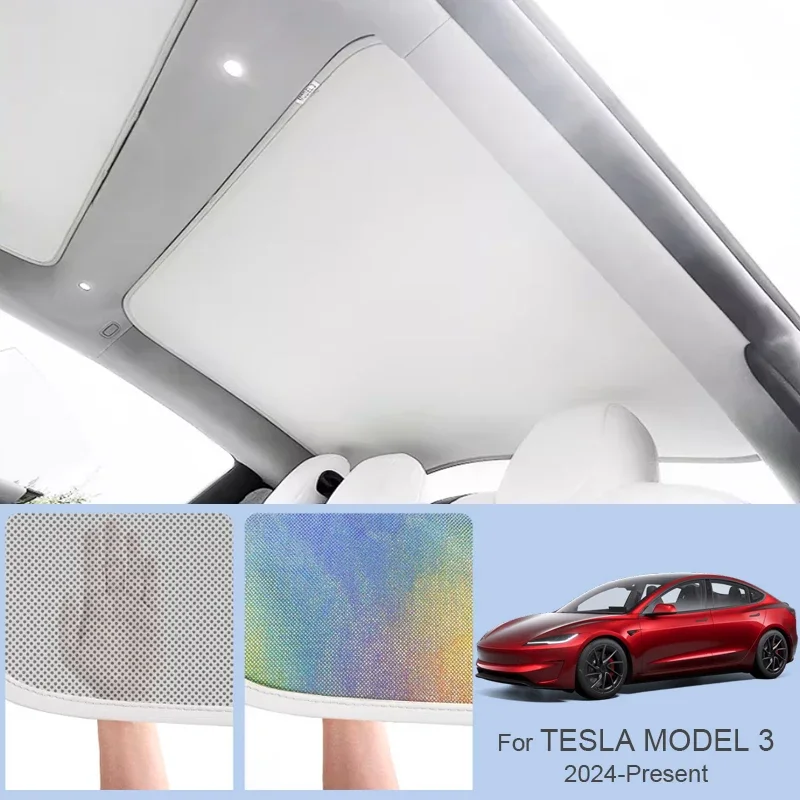 Car Sunroof Sunshade Cover for Tesla Model 3 2024-Present Colorful Ice Nano Heat Insulation Anti-UV