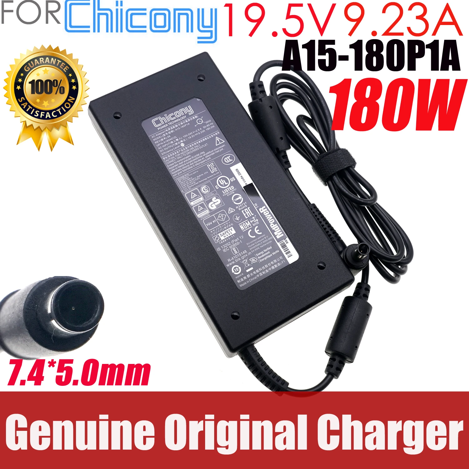 Original Chicony A15-180P1A 180W AC Adapter 19.5V 9.23A A180A012L Charger For Msi GL63 GP63 LEOPARD GP75 GL73 MS-1GP5 GE63 OEM