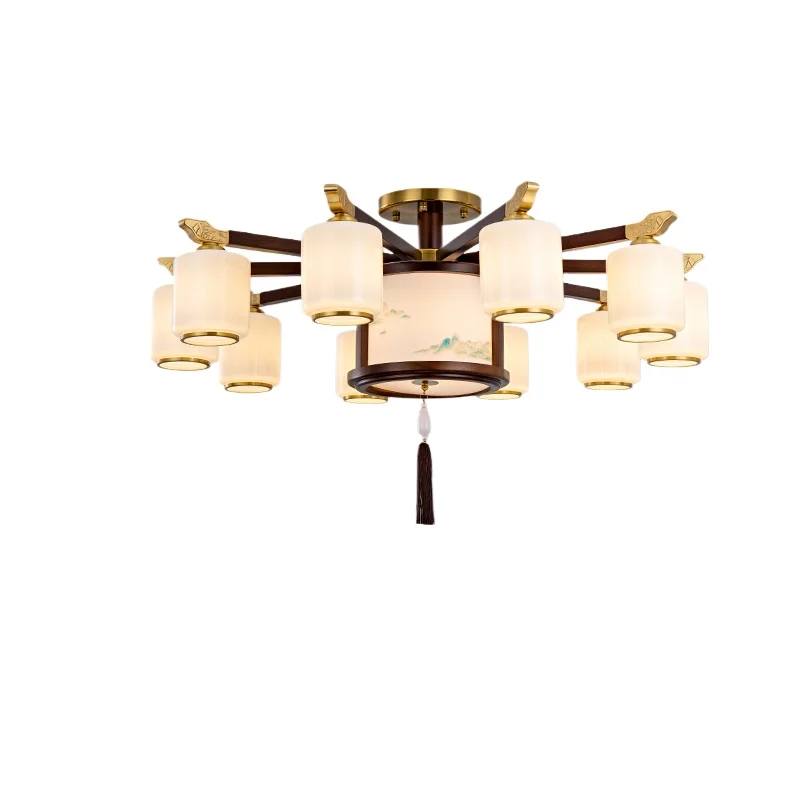 

Новый китайский потолочный светильник из массива дерева, лампа для гостиной, классическая лампа для столовой в китайском стиле