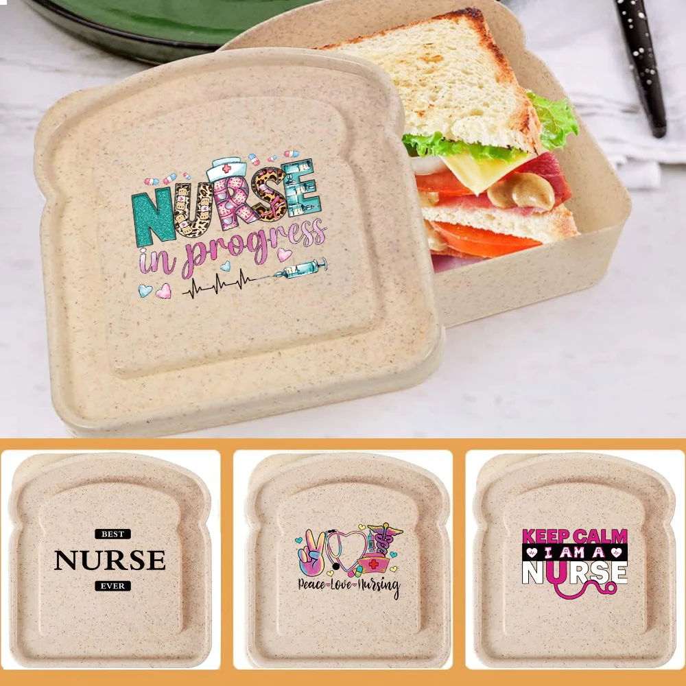 

Portable Toast storage Box With Lid Fresh-keeping Lunch Bag Waterproof Durable Sandwich Bread Case Organizer Nurse Pattern