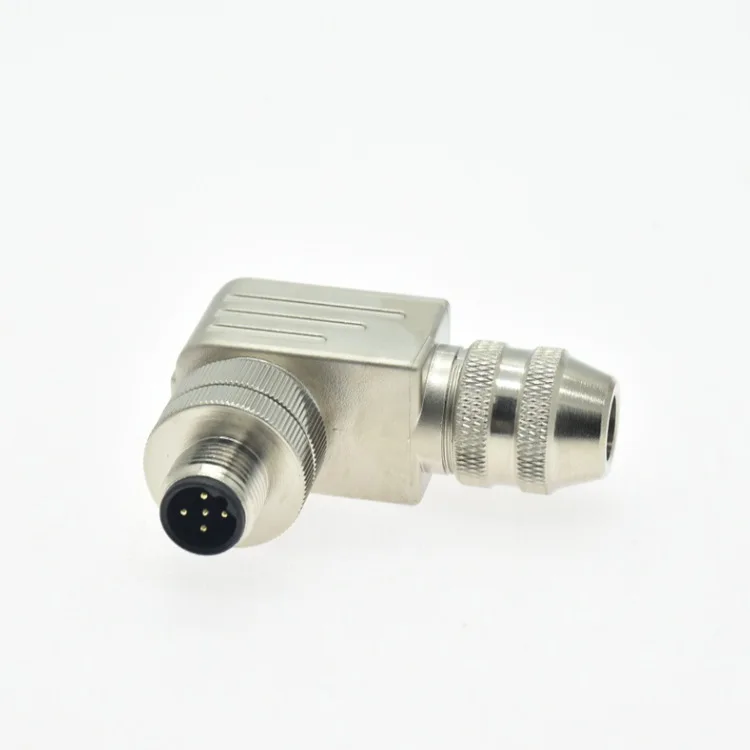 Metal connector M12 5Pin male elbow waterproof aviation plug B-code connector Passive Components Electronics Production Machiner