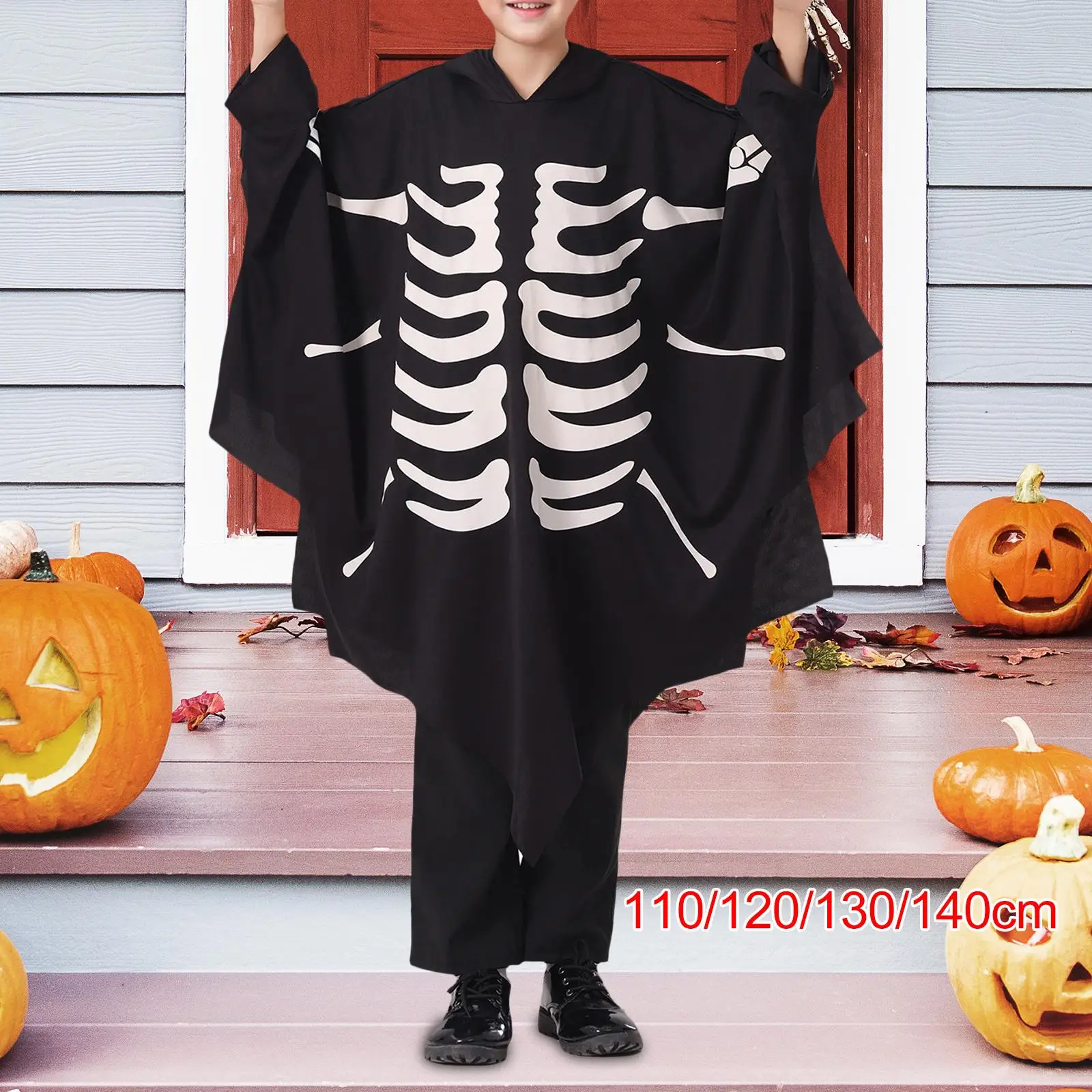 Halloween Bat Costume Boys Girls Accessories Hooded Fancy Dress Bat Wing Cape for Carnival Role Play Party Nightclub Halloween