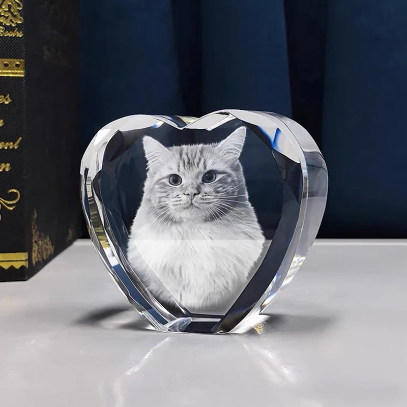 XTOOL Blank K9 Shining Crystal Heart Shaped Crystal Photo Frame for 3D Laser Engraving Love Heart-shaped Crystal Ornaments