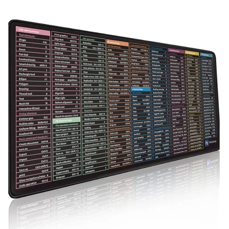 AC57-Foreign Language Shortcut Key Mouse Pad English Shortcut Key 23 Extra Large Desk Pad Mouse Pad 400X900x3mm