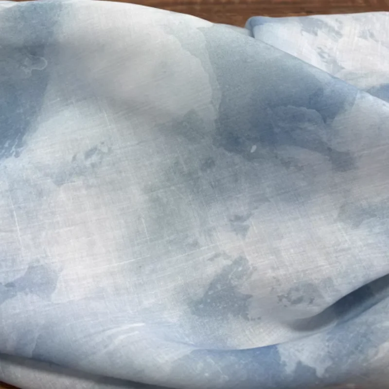 

Blue handmade DIY Ramie Fabric For Breathable Shirt Dress Clothing Cloth Fabric