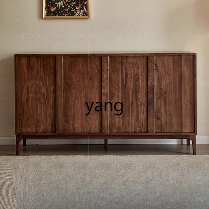 

LZR Black Walnut Wood Wall-Mounted Integrated Storage Cabinet Living Room Entryway Cabinet