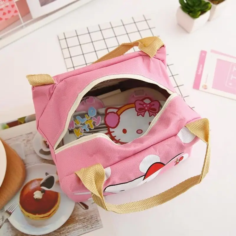 Sanrio Hello Kitty Lunch Box Bag Cute Cartoon Student Travel Portable Heat Preservation Waterproof Bento Bag Holiday Gifts