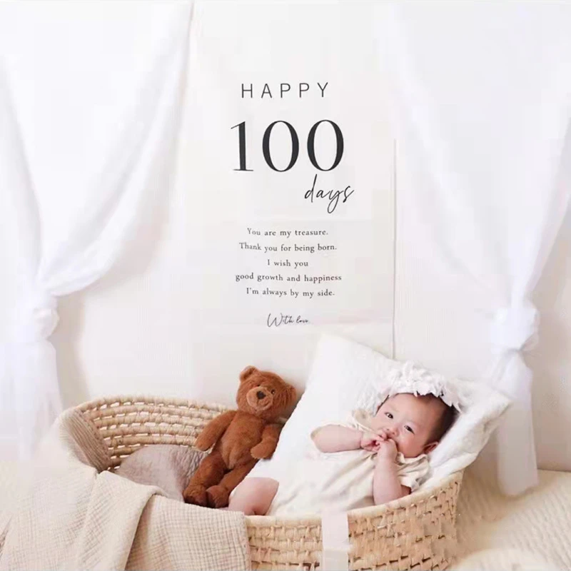 

happy 100 days,Forest simple alphabet birthday tapestry, Japanese children's 100-day party scene layout photo tapestry