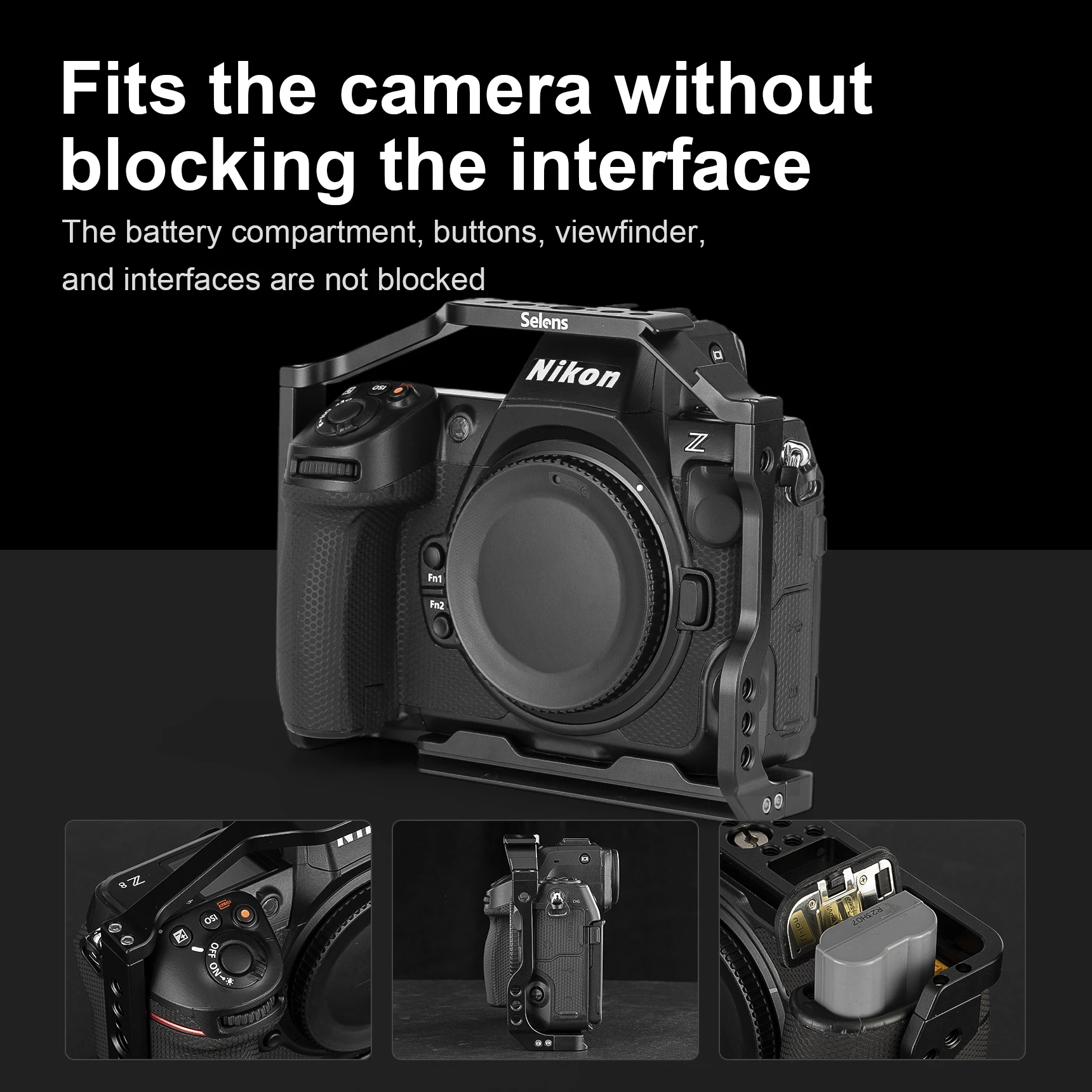 Selens Cage Full Cage protegge la fotocamera 1/4 "-20 foro filettato NATO rail QD Mount Strap Slot per fotocamera Nikon Z 8 Z8