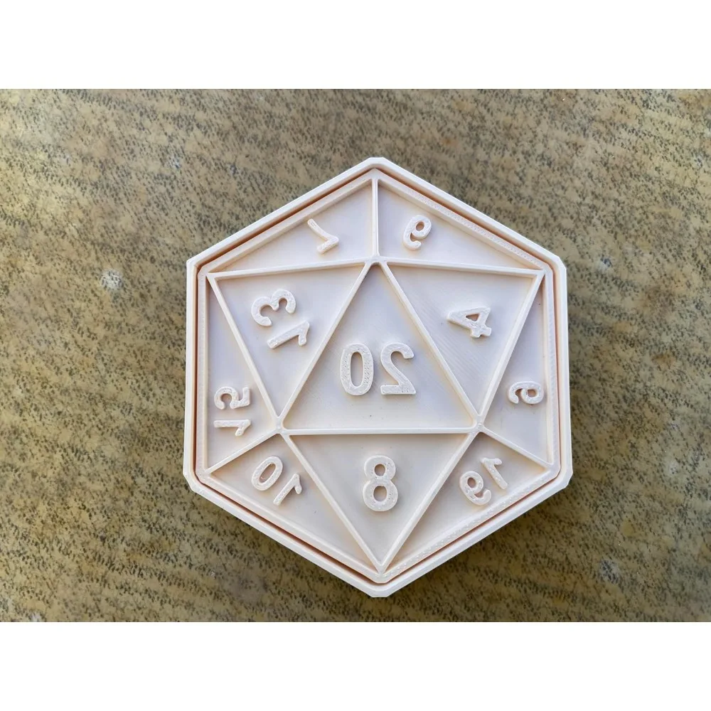 قاطعة بسكويت النرد آر بي جي |   أداة الخبز لعبة لعب الأدوار D20 |   ملفات تعريف الارتباط على سطح الطاولة آر بي جي |   مطبوعة ثلاثية الأبعاد PLA |   DnD، TTRPG