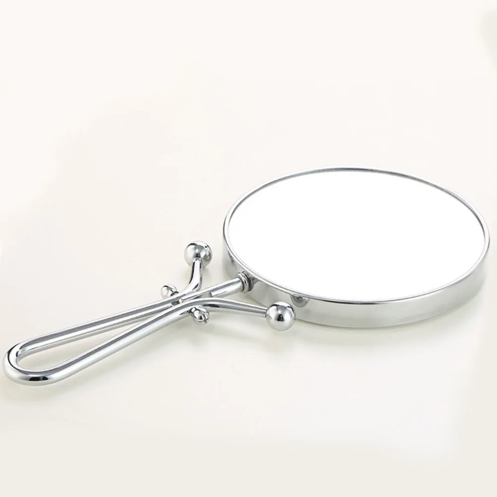 Doppelseitiger silberner rotierender Make-up-Spiegel, manueller Desktop-verstellbare Lupe, tragbarer Taschenspiegel für Damen, schnell