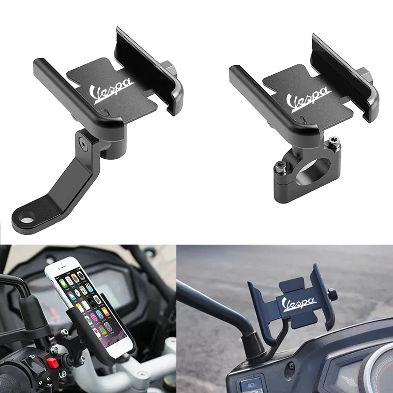 For Vespa LX LXV Sprint GTS GTV 50 150 250 300 300ie Accessories Motorcycle Handlebar Mobile Phone Holder GPS Stand Bracket